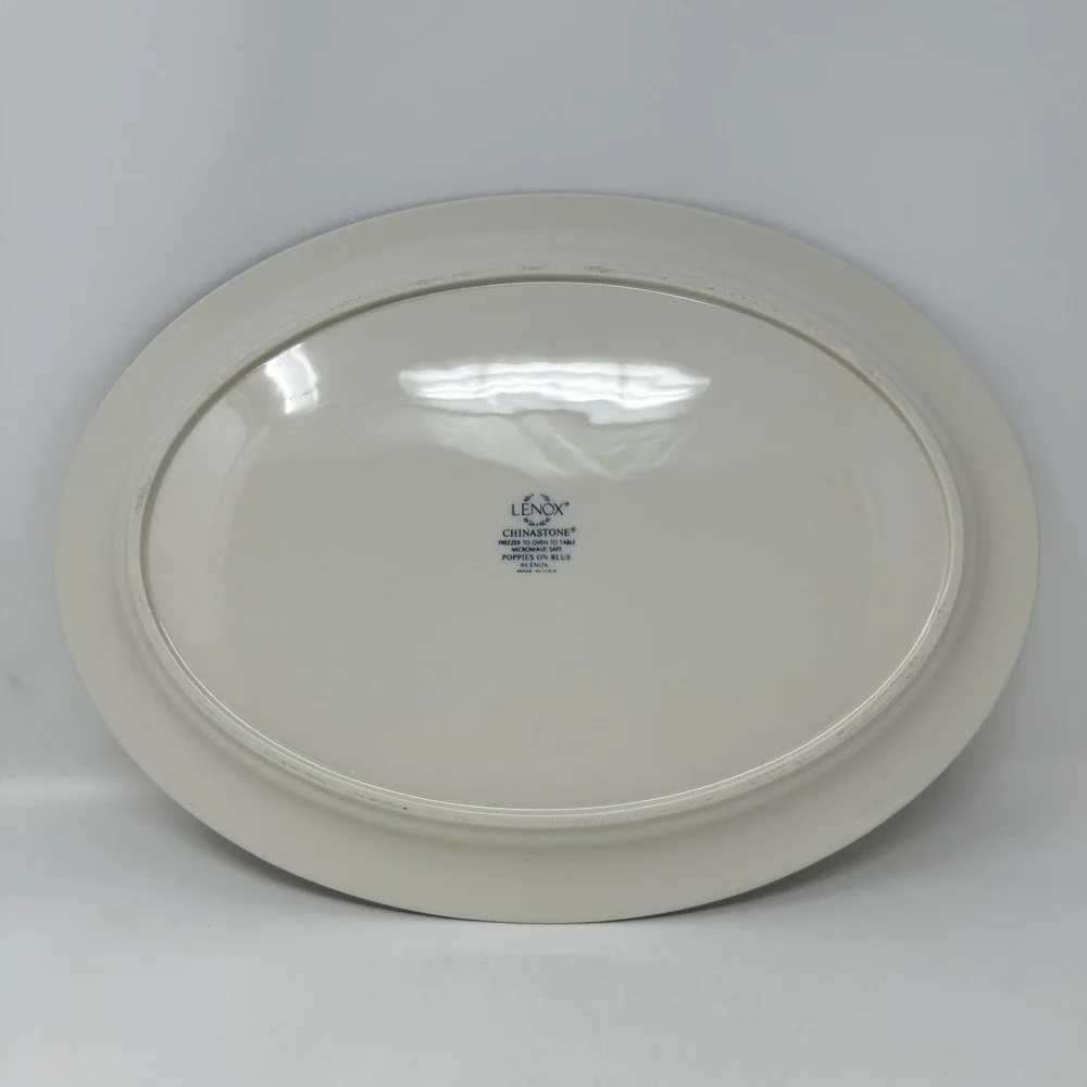 Lenox Poppies On Blue Chinastone Large Oval Serving Platter‎ 14.25